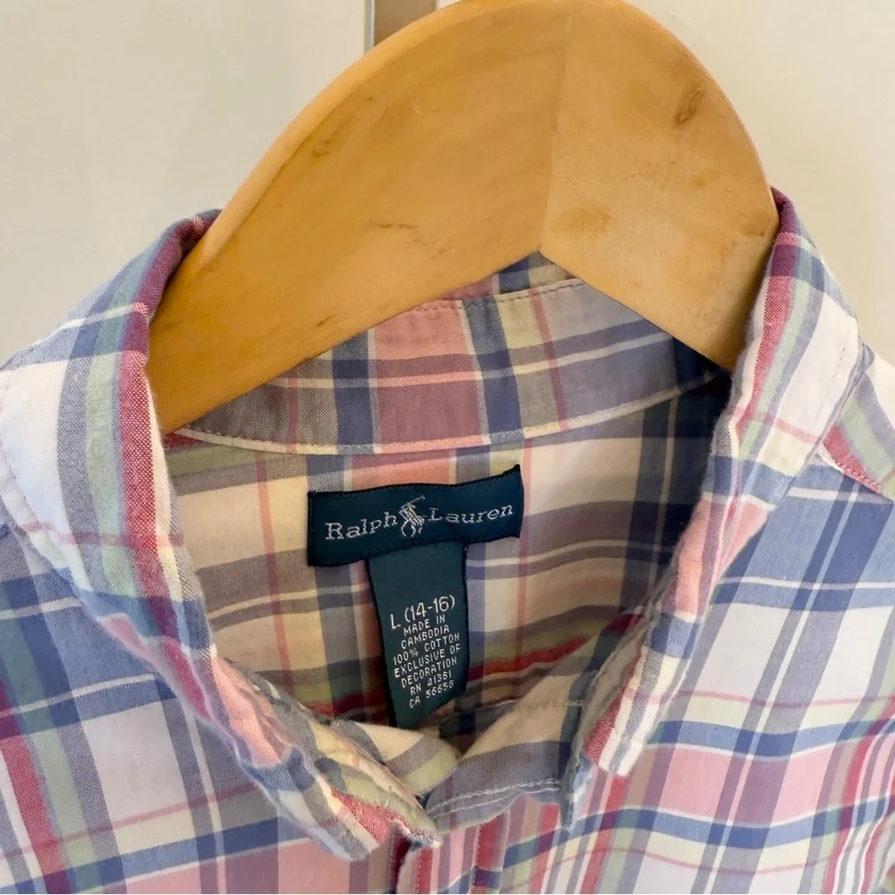 Ralph Lauren Boy’s Plaid Long Sleeve Button-Down Shirt Size L Multicolor Casual